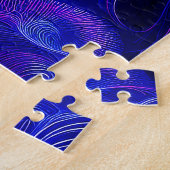 Blaue Fraktale des zunehmenden Mondes Puzzle (Seite)