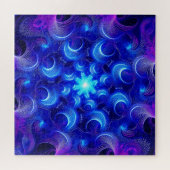 Blaue Fraktale des zunehmenden Mondes Puzzle (Horizontal)