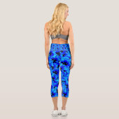 Blaue Frangipani-Blume Hochwais Capris Leggings (Rückseite)