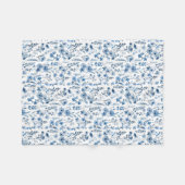 Blaue französische Blumenmuster Fleecedecke (Vorderseite (Horizontal))