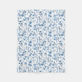 Blaue französische Blumenmuster Fleecedecke (Vorderseite)