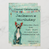 Blaue französische einladung (Vorne/Hinten)