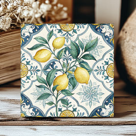Blaue französische Landhaus-Lemonenmuster Fliese