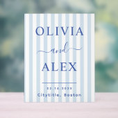 Blaue französische personalisierte Hochzeit Acrylschild (Neutral)