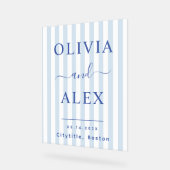 Blaue französische personalisierte Hochzeit Acrylschild (Winkel)