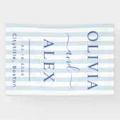 Blaue französische personalisierte Hochzeit Banner (Horizontal)