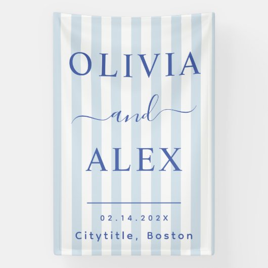 Blaue französische personalisierte Hochzeit Banner (Vertikal)