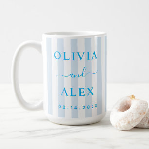 Blaue französische personalisierte Hochzeit Kaffeetasse