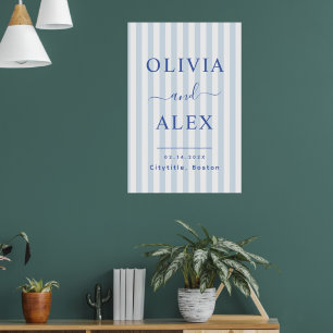 Blaue französische personalisierte Hochzeit Poster