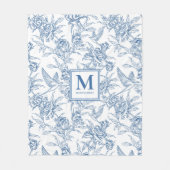 Blaue französische Toile de Jouy Name Fleecedecke (Vorderseite)