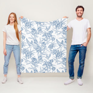 Blaue französische Toile Fleecedecke
