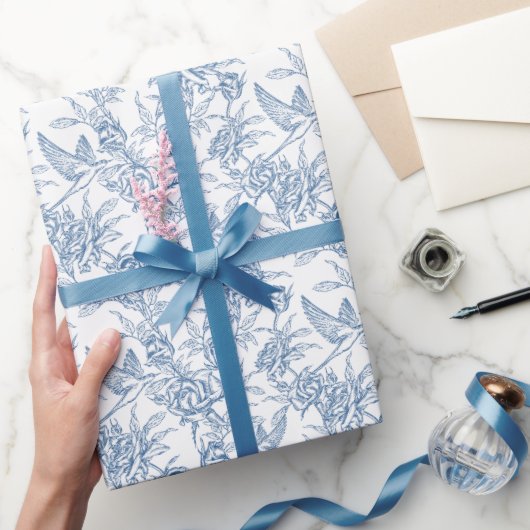 Blaue französische Toile Geschenkpapier (Schenken)