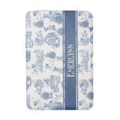 Blaue französische Toile-Hund-Monogramm-Dekoration Badematte (Vorderseite Vertikal)