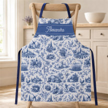 Blaue französische Toile-Land-Rosen-Zweig-Name