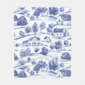 Blaue französische Toile-Landschaftsmuster Fleecedecke (Vorderseite)