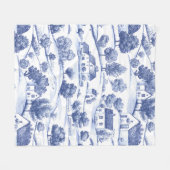 Blaue französische Toile-Landschaftsmuster Fleecedecke (Vorderseite (Horizontal))