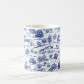 Blaue französische Toile-Landschaftsmuster Kaffeetasse (Mittel)