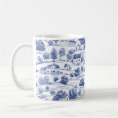 Blaue französische Toile-Landschaftsmuster Kaffeetasse (Links)