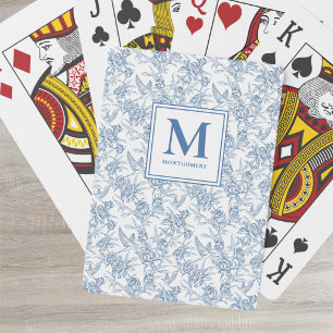 Blaue französische Toile-Monogramm-Name-Poker-Kart Spielkarten
