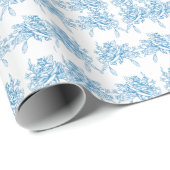 Blaue französische Toile-Muster Geschenkpapier (Rolleneckpunkt)