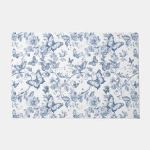 Blaue französische Toile-Wasserfarbe-Floral-Schmet