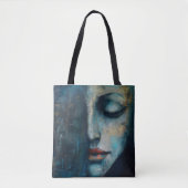 Blaue Frau Abstrakte Kunst Tasche (Vorderseite)