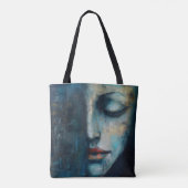 Blaue Frau Abstrakte Kunst Tasche (Rückseite)