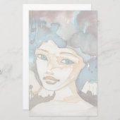 Blaue Frau Briefpapier (Vorne/Hinten)