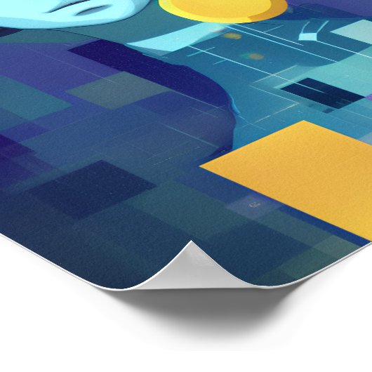 Blaue Frau: Ein wunderschönes Abstraktes Kunststüc Poster (Ecke)