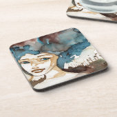 Blaue Frau Getränkeuntersetzer (Linke Seite)