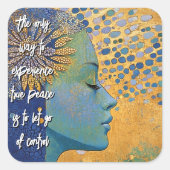 Blaue Frau Lasse Kontrolle-Aufkleber Quadratischer Aufkleber (Vorderseite)