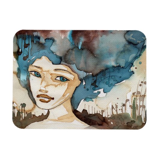 Blaue Frau Magnet (Horizontal)