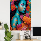 Blaue Frau mit Spiralhaar Poster (Heimbüro)