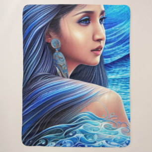 Blaue Frau Portrait Fantasy Abstrakt Surrealismus Sherpadecke