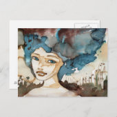 Blaue Frau Postkarte (Vorne/Hinten)
