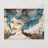 Blaue Frau Postkarte (Vorderseite)