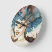 Blaue Frau Runde Wanduhr (Winkel)