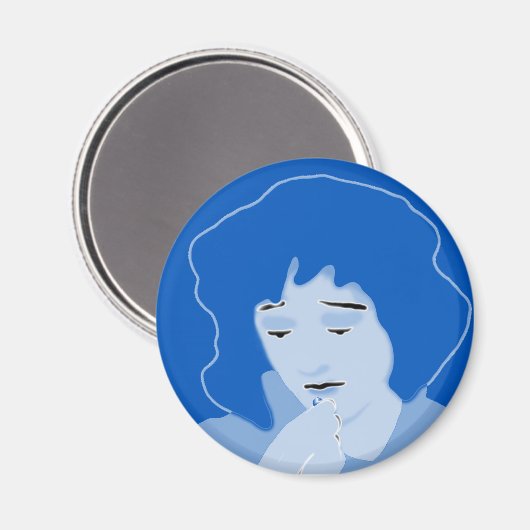 Blaue Frau schluckt Mifepristone Magnet (Vorderseite/Rückseite)