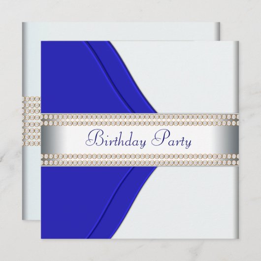 Blaue Frauen Geburtstagsparty Einladung (Vorne/Hinten)