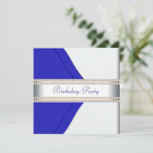 Blaue Frauen Geburtstagsparty Einladung (Stehend Vorderseite)