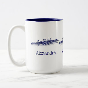 Blaue Frauen Rudern Ruderer Crew Team Wassersport Zweifarbige Tasse