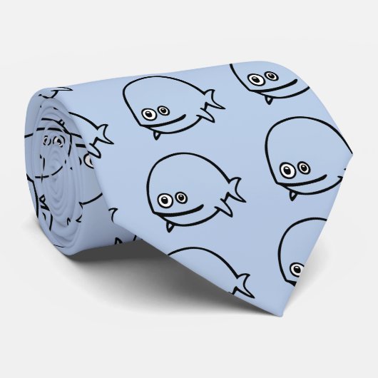 Blaue FreeDos Fische Krawatte (Gerollt)