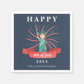 Blaue Freiheitsstatue am 4. Juli Serviette (Vorderseite)