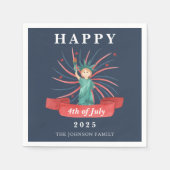 Blaue Freiheitsstatue am 4. Juli Serviette (Vorderseite)