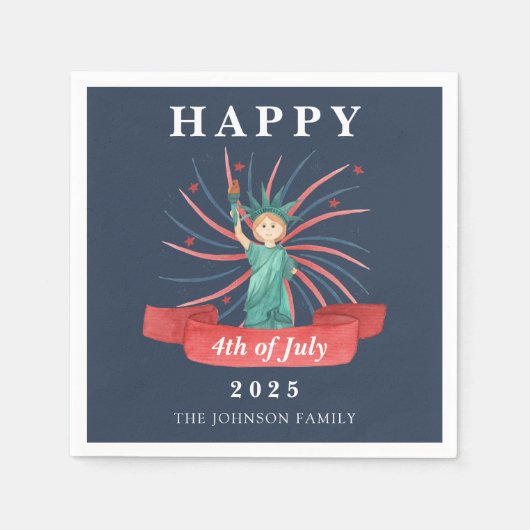 Blaue Freiheitsstatue am 4. Juli Serviette (Vorderseite)