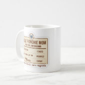 Blaue Frenchie-Mama Täglicher Kraftstoff-Zerlegung Kaffeetasse (Vorderseite Links)