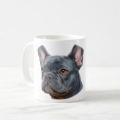 Blaue Frenchie-Porträt-Sticker in malerischer Art Kaffeetasse (Vorderseite Links)