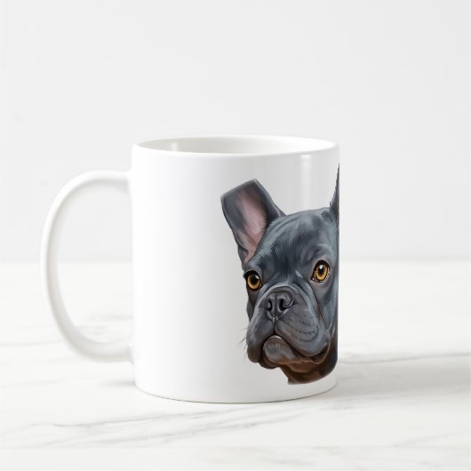 Blaue Frenchie-Porträt-Sticker in malerischer Art Kaffeetasse (Links)