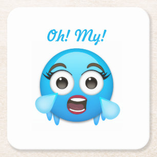 Blaue Freudentränen: Das überwältigte Emoji Rechteckiger Pappuntersetzer