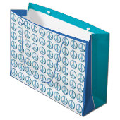 BLAUE FRIEDENSSYMBOL MOTIF GROßE GESCHENKTÜTE (Vorderseite Schrägansicht)